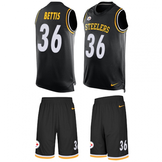 Men's Nike Pittsburgh Steelers #36 Jerome Bettis Limited Black Tank Top Suit NFL Jersey - Ujersey
