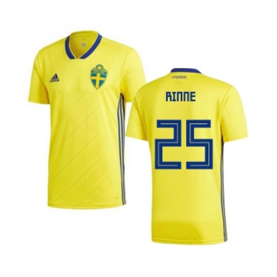 Sweden #25 Rinne Home Soccer Country Jersey