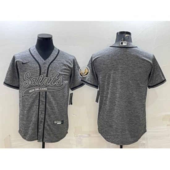 Men's New Orleans Saints Blank Grey With Patch Cool Base Stitched Baseball Jersey - Ujersey