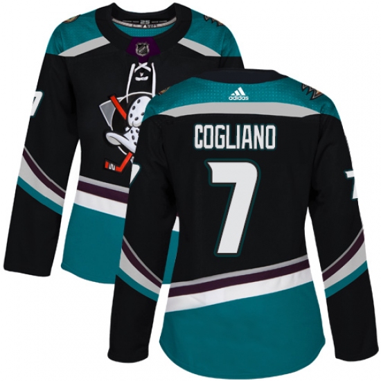 Women's Adidas Anaheim Ducks #7 Andrew Cogliano Authentic Black Teal Third NHL Jersey - Ujersey