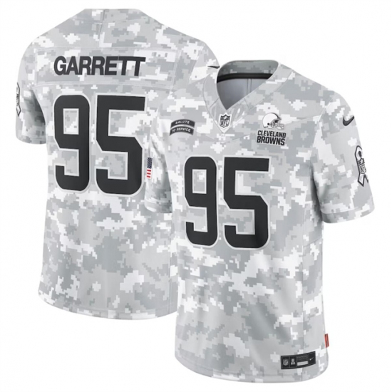 Men's Cleveland Browns #95 Myles Garrett 2024 Arctic Camo Salute To Service Limited Stitched Football Jersey - Ujersey