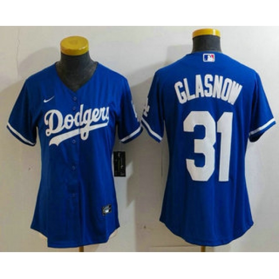 Women's Los Angeles Dodgers #31 Tyler Glasnow Blue Stitched Cool Base Nike Jersey - Ujersey