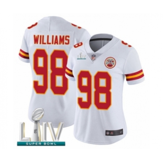 Women's Kansas City Chiefs #98 Xavier Williams White Vapor Untouchable Limited Player Super Bowl LIV Bound Football Jersey - Ujersey