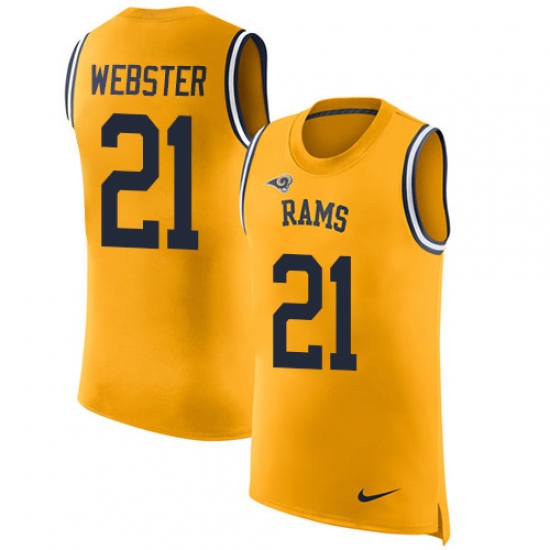 Men's Nike Los Angeles Rams #21 Kayvon Webster Limited Gold Rush Player Name & Number Tank Top NFL Jersey - Ujersey