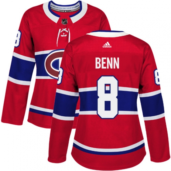 Women's Adidas Montreal Canadiens #8 Jordie Benn Premier Red Home NHL Jersey - Ujersey