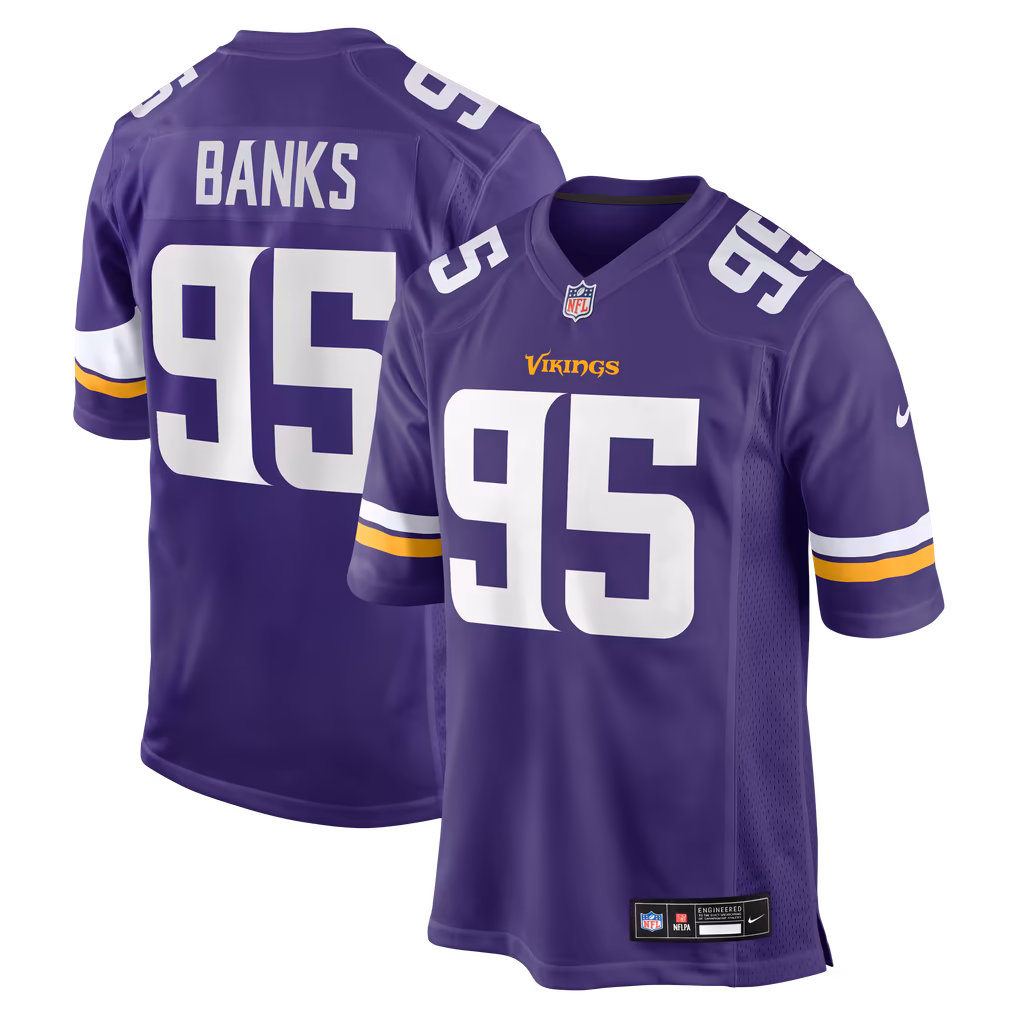 Men's Minnesota Vikings Caleb Banks Nike Purple Team Game Jersey - U-jersey