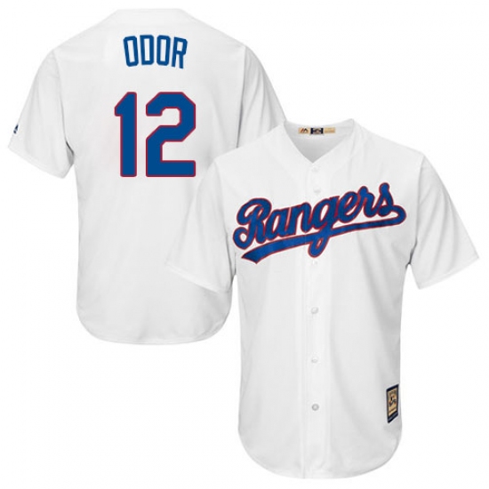 Men's Majestic Texas Rangers #12 Rougned Odor Authentic White Cooperstown MLB Jersey - Ujersey