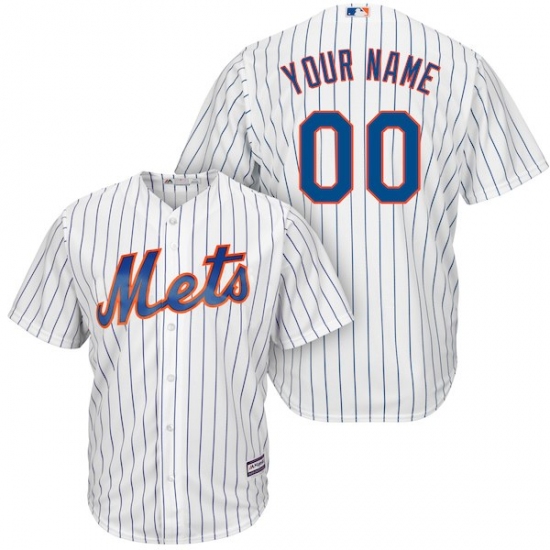 Men's New York Mets Majestic White/Royal Home Cool Base Custom Jersey - Ujersey