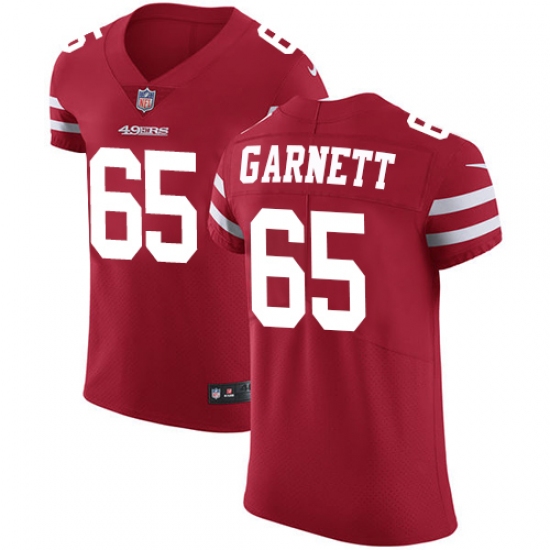 Men's Nike San Francisco 49ers #65 Joshua Garnett Red Team Color Vapor Untouchable Elite Player NFL Jersey - Ujersey