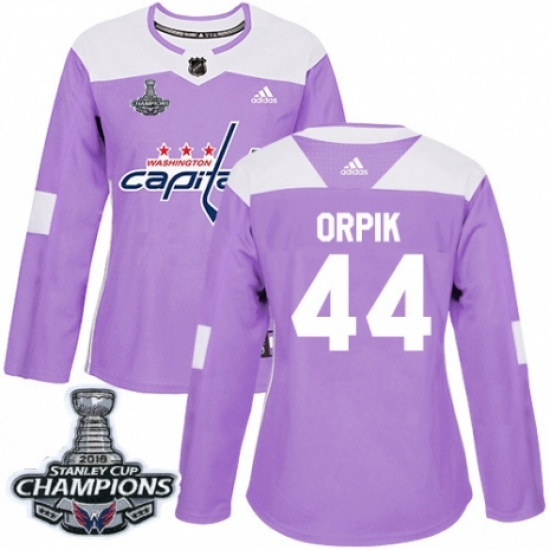 Women's Adidas Washington Capitals #44 Brooks Orpik Authentic Purple Fights Cancer Practice 2018 Stanley Cup Final Champions NHL Jersey - Ujersey