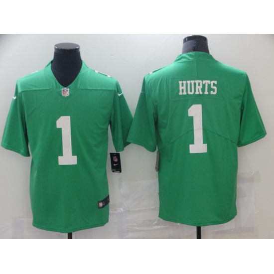 Men's Philadelphia Eagles #1 Jalen Hurts Limited Green Rush Vapor Untouchable Football Jersey - Ujersey