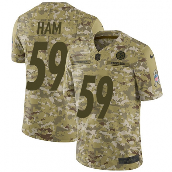 Youth Nike Pittsburgh Steelers #59 Jack Ham Limited Camo 2018 Salute to Service NFL Jersey - Ujersey