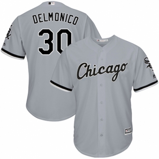 Men's Majestic Chicago White Sox #30 Nicky Delmonico Replica Grey Road Cool Base MLB Jersey - Ujersey