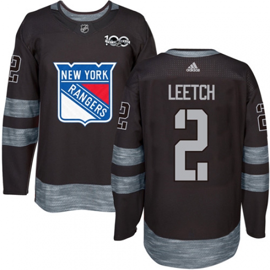 Men's Adidas New York Rangers #2 Brian Leetch Authentic Black 1917-2017 100th Anniversary NHL Jersey - Ujersey