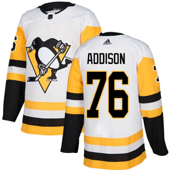 Men's Adidas Pittsburgh Penguins #76 Calen Addison Authentic White Away NHL Jersey - Ujersey