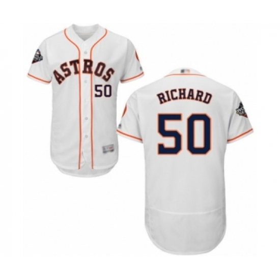 Men's Houston Astros #50 J.R. Richard White Home Flex Base Authentic Collection 2019 World Series Bound Baseball Jersey - Ujersey