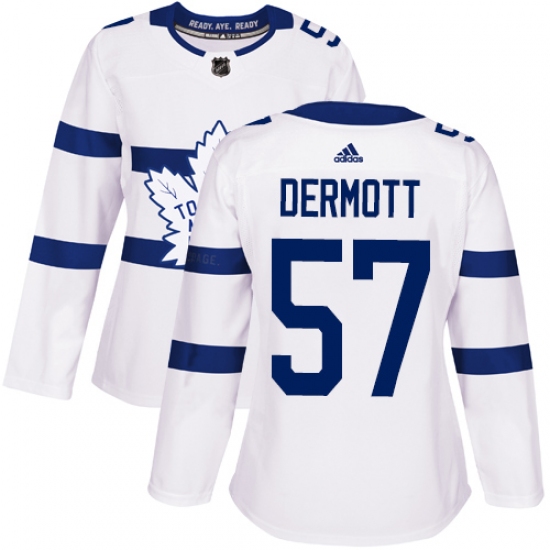 Women's Adidas Toronto Maple Leafs #57 Travis Dermott Authentic White 2018 Stadium Series NHL Jersey - Ujersey