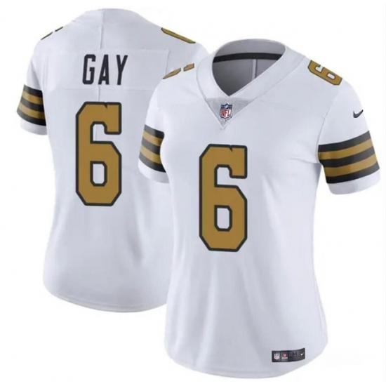 Women's New Orleans Saints #6 Willie Gay White Color Rush Football Stitched Game Jersey(Run Small) - Ujersey