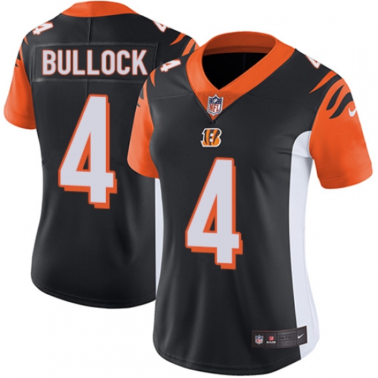 Women's Nike Cincinnati Bengals #4 Randy Bullock Vapor Untouchable Limited Black Team Color NFL Jersey - Ujersey