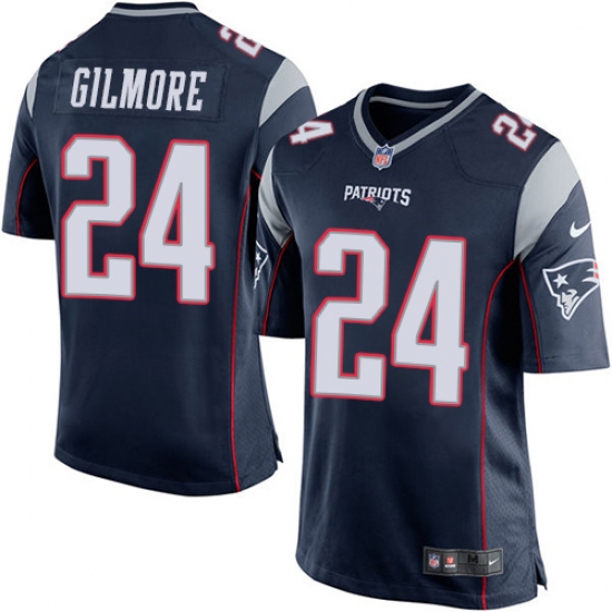 Men's Nike New England Patriots #24 Stephon Gilmore Game Navy Blue Team Color NFL Jersey - Ujersey