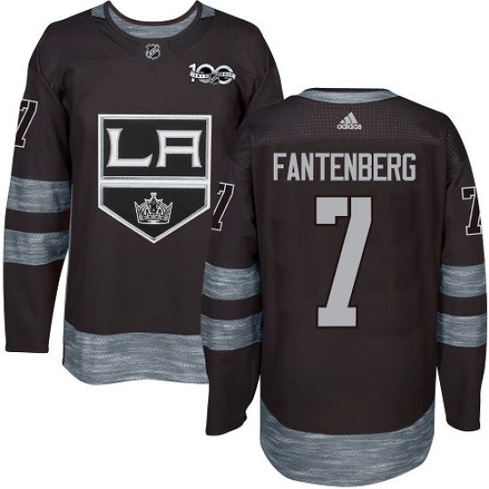 Men's Adidas Los Angeles Kings #7 Oscar Fantenberg Authentic Black 1917-2017 100th Anniversary NHL Jersey - Ujersey