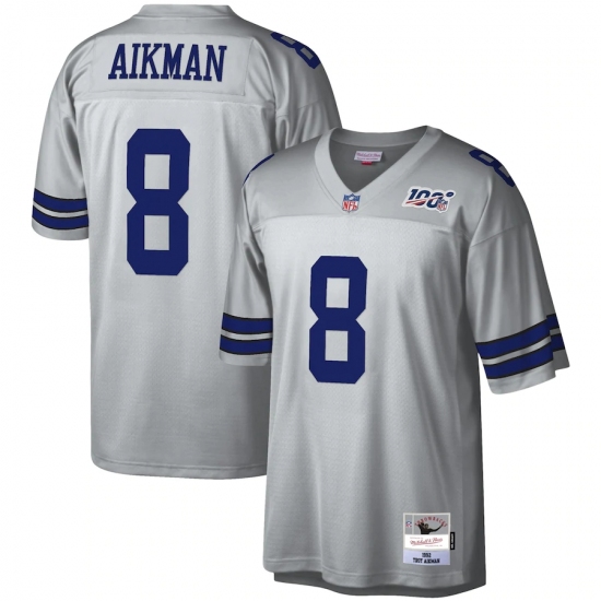 Men's Dallas Cowboys #8 Troy Aikman Mitchell & Ness Platinum NFL 100 Retired Player Legacy Jersey - Ujersey