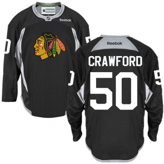 Men's Reebok Chicago Blackhawks #50 Corey Crawford Premier Black Practice NHL Jersey - Ujersey