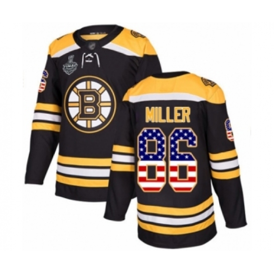 Youth Boston Bruins #86 Kevan Miller Authentic Black USA Flag Fashion 2019 Stanley Cup Final Bound Hockey Jersey - Ujersey