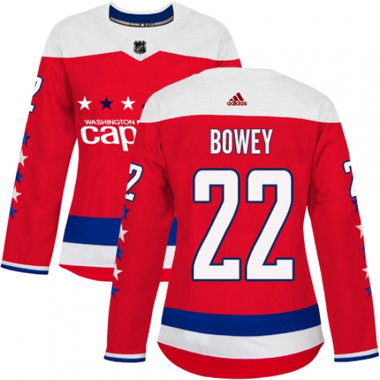 Women's Adidas Washington Capitals #22 Madison Bowey Authentic Red Alternate NHL Jersey - Ujersey