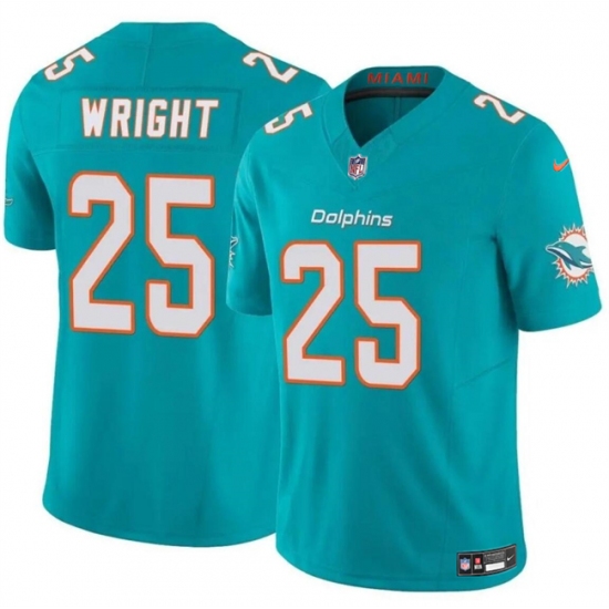 Men's Miami Dolphins #25 Jaylen Wright Aqua 2024 F.U.S.E Vapor Limited Football Stitched Jersey - Ujersey