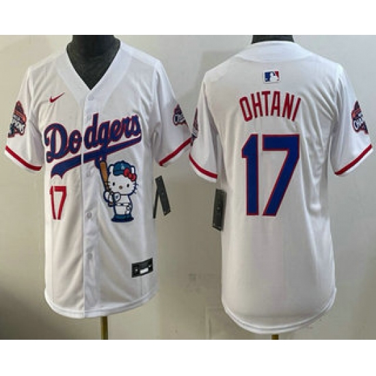 Youth Los Angeles Dodgers #17 Shohei Ohtani White Hello Kitty 2025 World Series Champions Limited Jersey - Ujersey