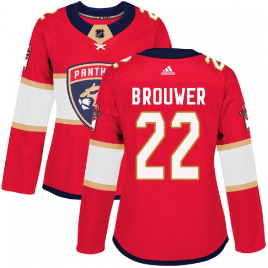 Women's Adidas Florida Panthers #22 Troy Brouwer Authentic Red Home NHL Jersey - Ujersey
