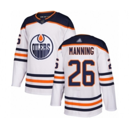 Men's Edmonton Oilers #26 Brandon Manning Authentic White Away Hockey Jersey - Ujersey