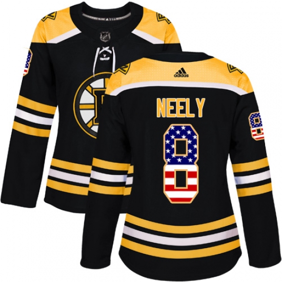 Women's Adidas Boston Bruins #8 Cam Neely Authentic Black USA Flag Fashion NHL Jersey - Ujersey