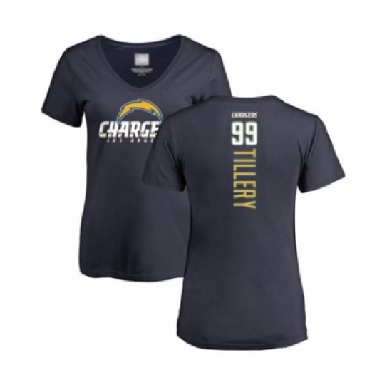 Football Women's Los Angeles Chargers #99 Jerry Tillery Navy Blue Backer T-Shirt - Ujersey