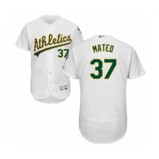 Men's Oakland Athletics #37 Jorge Mateo White Home Flex Base Authentic Collection Baseball Player Jersey