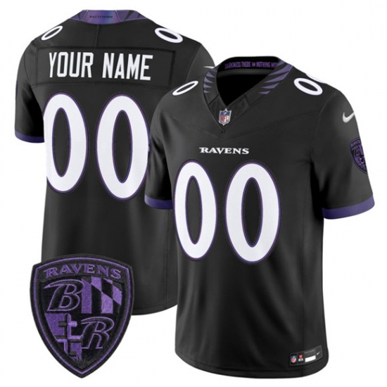 Men's Baltimore Ravens Active Player Custom Black 2026 F.U.S.E. Alternate Vapor Limited Football Stitched Jersey - Ujersey