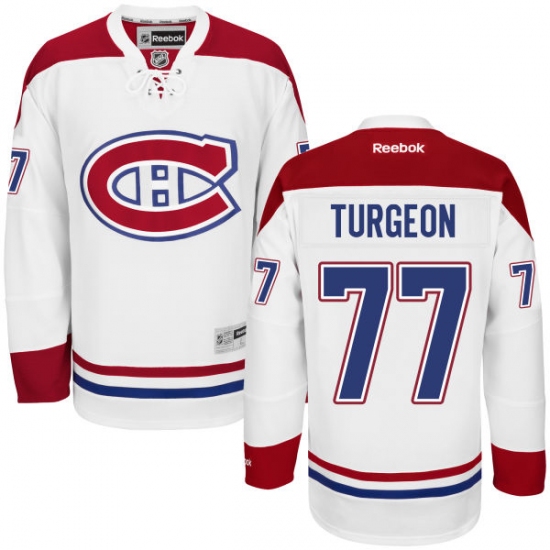 Men's Reebok Montreal Canadiens #77 Pierre Turgeon Authentic White Away NHL Jersey - Ujersey