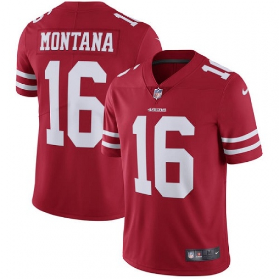 Men's Nike San Francisco 49ers #16 Joe Montana Red Team Color Vapor Untouchable Limited Player NFL Jersey - Ujersey
