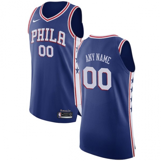 Men's Philadelphia 76ers Nike Blue Authentic Custom Jersey - Icon Edition - Ujersey
