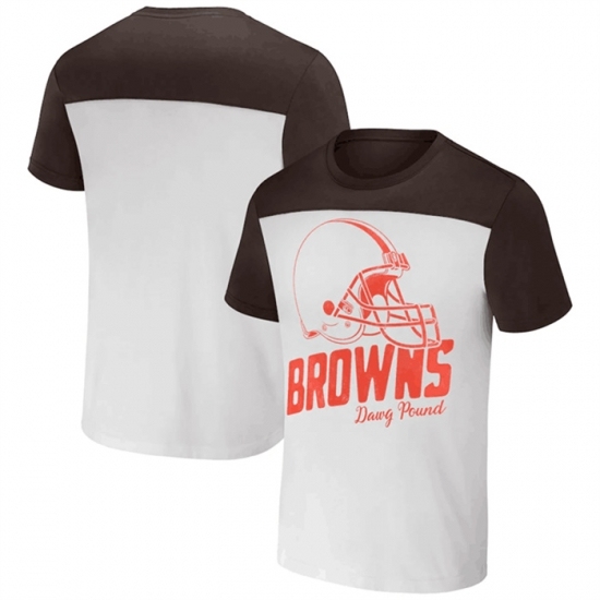Men's Cleveland Browns Cream Brown X Darius Rucker Collection Colorblocked T Shirt - Ujersey