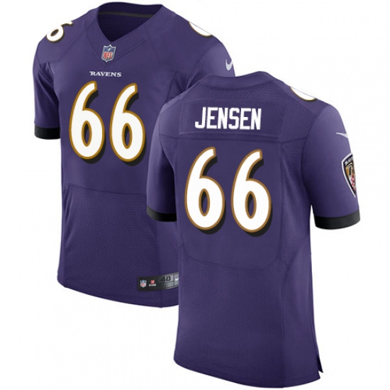 Men's Nike Baltimore Ravens #66 Ryan Jensen Elite Purple Team Color NFL Jersey - Ujersey