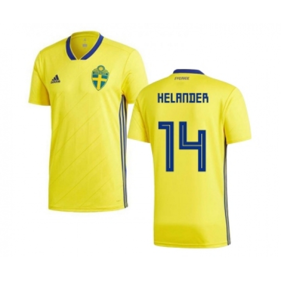 Sweden #14 Helander Home Soccer Country Jersey