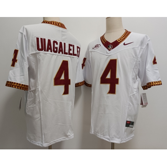 Men's Florida State Seminoles #4 DJ Uiagalelei White FUSE College Stitched Jersey