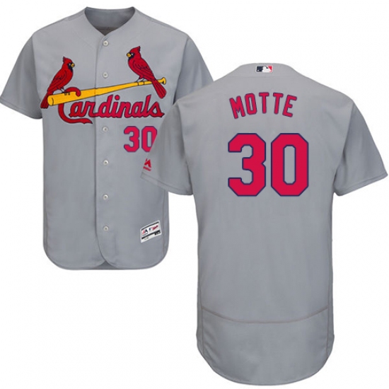 Men's Majestic St. Louis Cardinals #30 Jason Motte Grey Road Flex Base Authentic Collection MLB Jersey - Ujersey