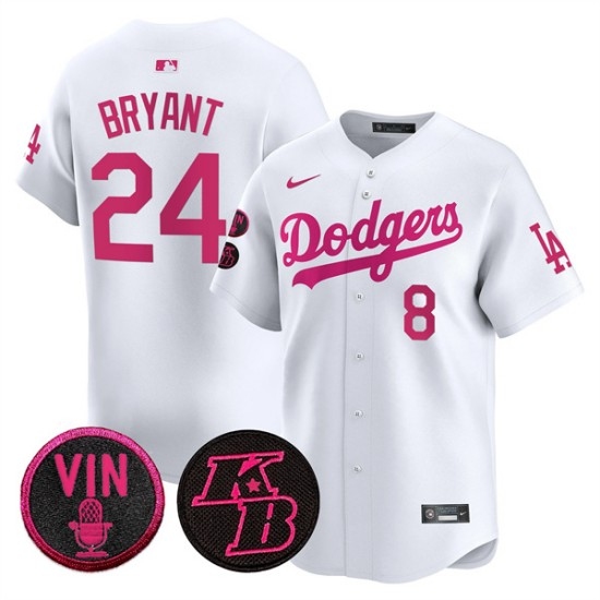 Men's Los Angeles Dodgers Front #8 Back #24 Kobe Bryant White 2026 Mother’s Day Vapor Premier Limited Stitched Baseball Jersey - Ujersey