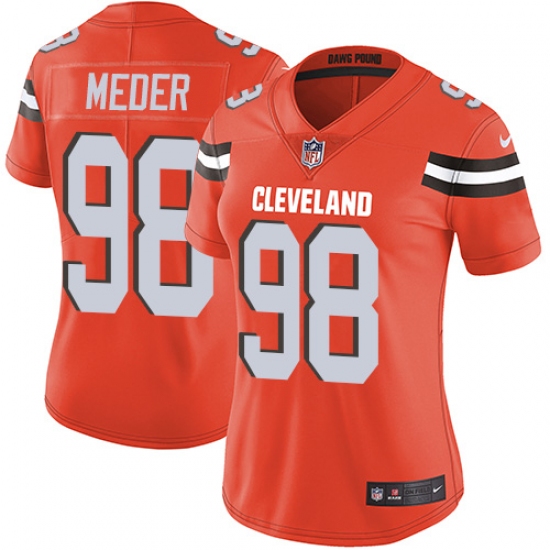 Women's Nike Cleveland Browns #98 Jamie Meder Orange Alternate Vapor Untouchable Limited Player NFL Jersey - Ujersey