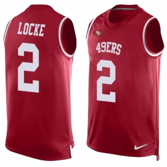 Men's Nike San Francisco 49ers #2 Jeff Locke Limited Red Player Name & Number Tank Top NFL Jersey - Ujersey