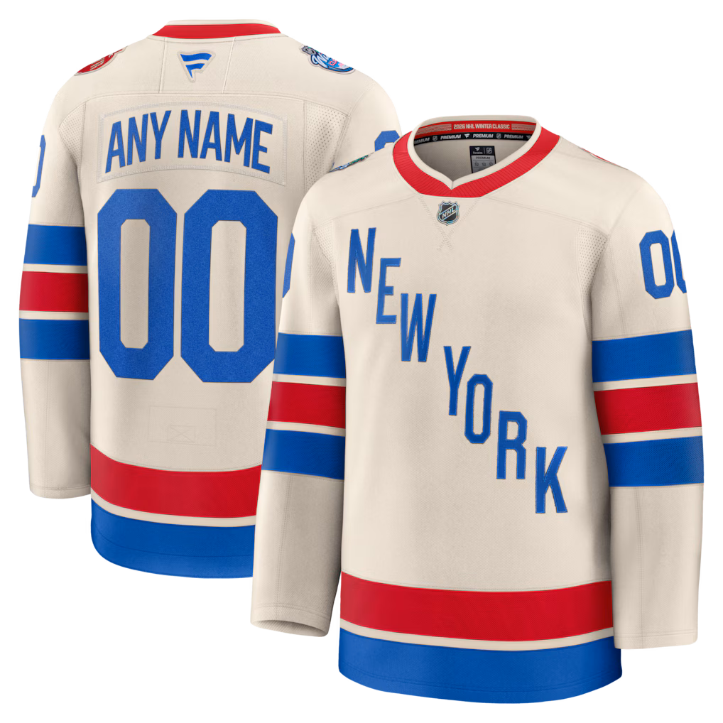 Men's New York Rangers Fanatics Beige 2026 NHL Winter Classic Premium Custom Jersey - ujerseystore