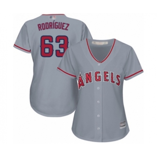 Women's Los Angeles Angels of Anaheim #63 Jose Rodriguez Authentic Grey Road Cool Base Baseball Player Jersey - Ujersey